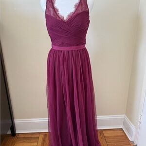Anthropologie Pink Ruched Backless Gown for Wedding Guest